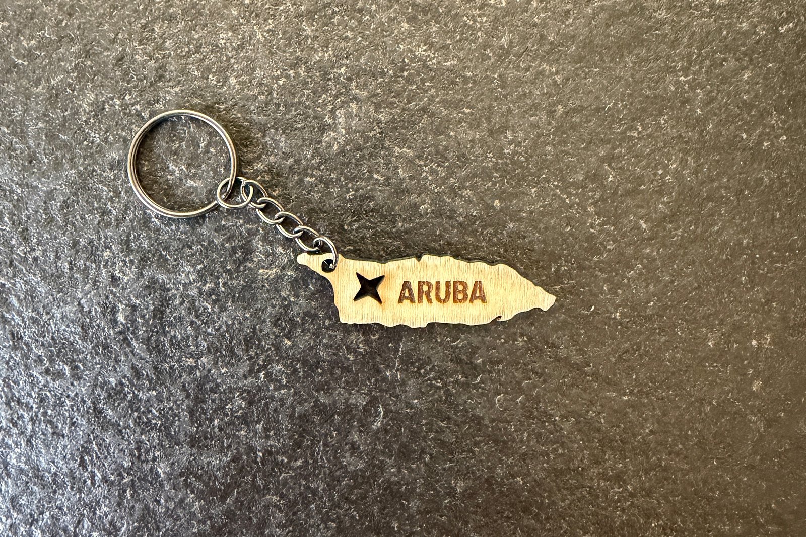 Keychain - Map Aruba - Plain - Black chain