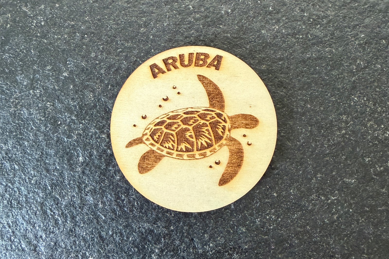Magnet - Wood - Turtle - Round